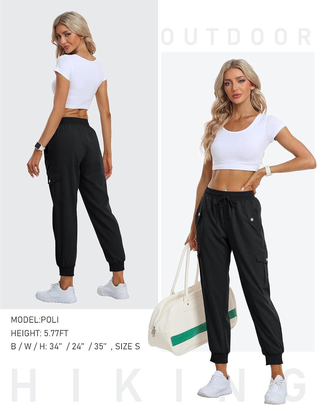 JINSHI Damen Wanderhose Cargohose Leichte Jogginghose Freizeithose Atmungsaktiv Funktionshose Outdoo