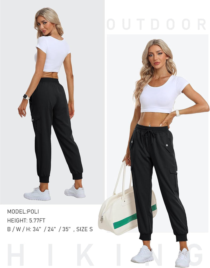 JINSHI Damen Wanderhose Cargohose Leichte Jogginghose Freizeithose Atmungsaktiv Funktionshose Outdoo