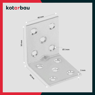 KOTARBAU Winkelverbinder 50 x 50 x 40 x 2 mm mit Sicke Verzinkt Stahl Bauwinkel Montagelöcher Möbelv