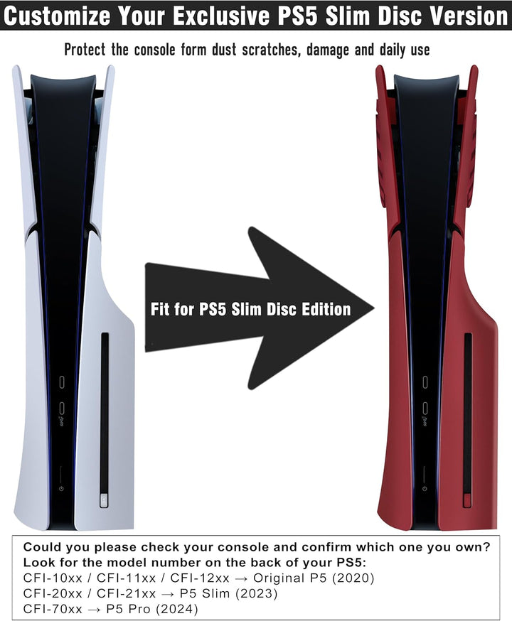 Joso Frontblende mit Kühlungsöffnung für PS5 Slim Disc Edition, Kratzfeste und staubdichte Ersatzabd
