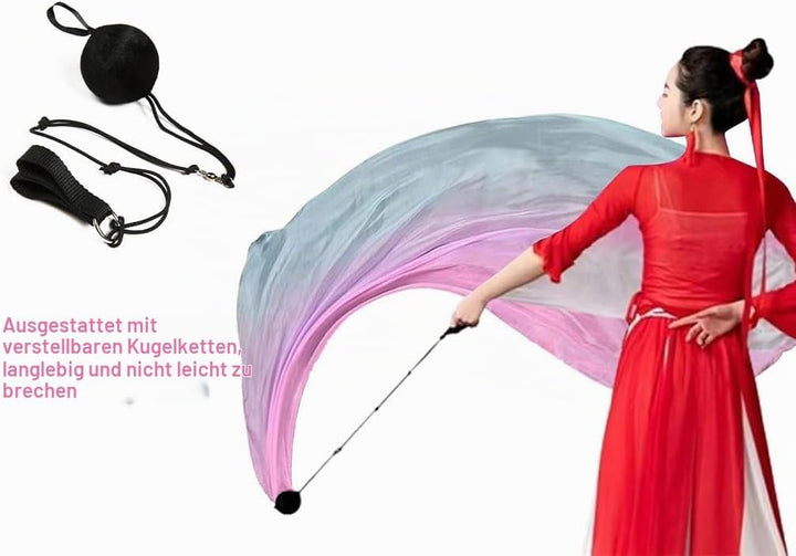 1 Paar BäLle FüR Bauchtanz,Schal werfen Ball,Poi-Streamer-Wurfball,Bauchtanz-Poi-Luftschlangen Seide