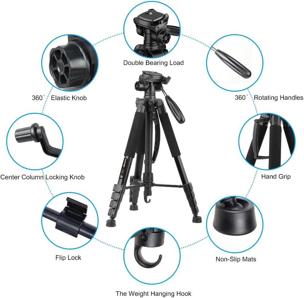 ZOMEi 188cm Stativ Heavy Duty Tall Tripod Stand, Professional Travel Video Tripod Kompatibel mit DSL