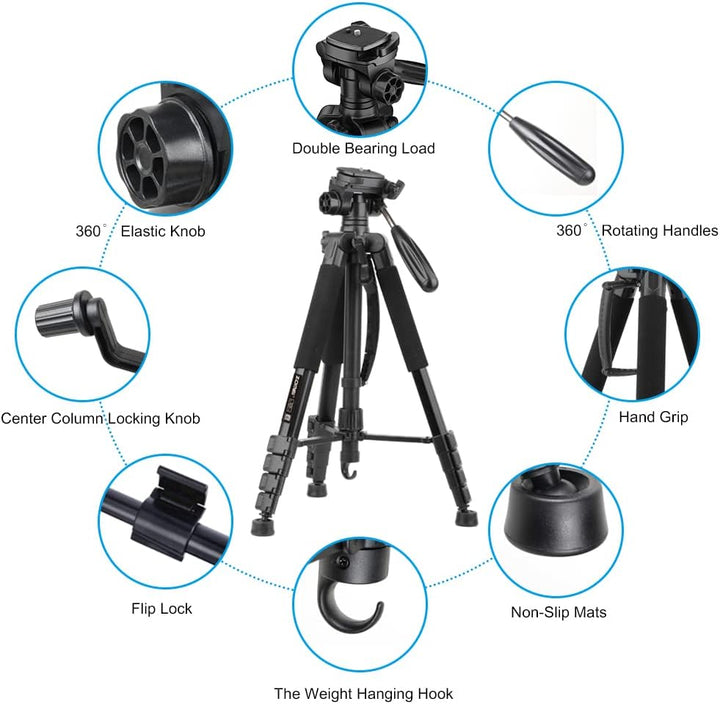 ZOMEi 188cm Stativ Heavy Duty Tall Tripod Stand, Professional Travel Video Tripod Kompatibel mit DSL