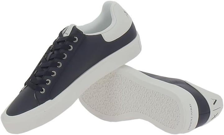 Emporio Armani Herren Side Polka-dot Logo, Back Color Insert, Low Top Sneaker, Blau