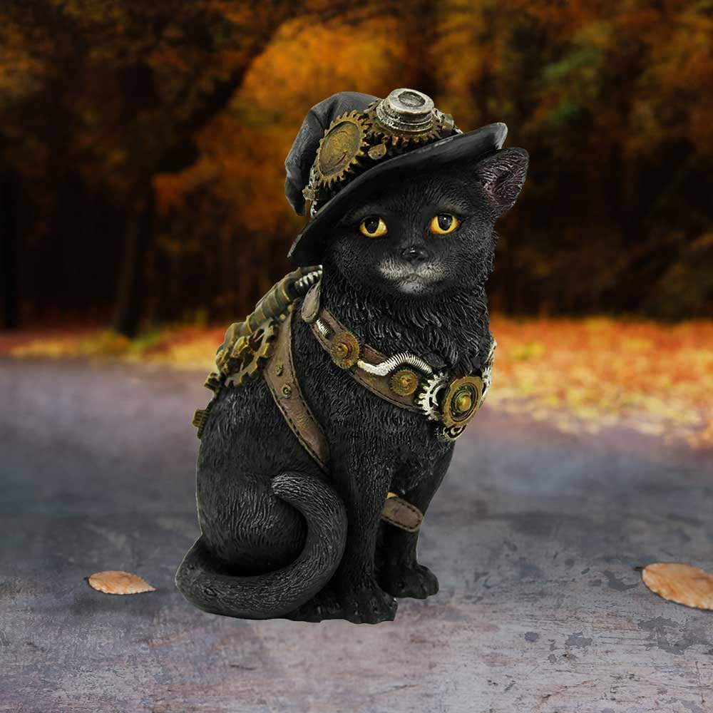 Nemesis Now D3893K8 Uhrwerk Kitty 16,5 cm Figur, Kunstharz, Schwarz
