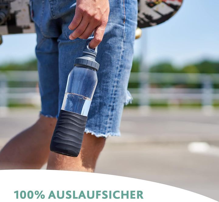 Emsa N31005 Drink2Go Glas Trinkflasche | Fassungsvermögen: 0,7 Liter| Schraubverschluss | 100% dicht