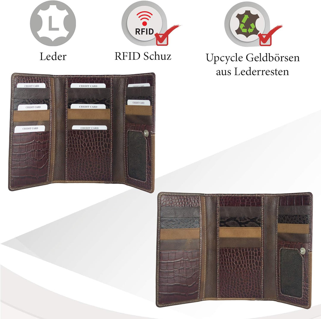 Sunsa Geldbörse. Damen Geldbeutel. Leder Portemonnaie mit RFID Schutz. Kleiner Brieftasche mit Kredi