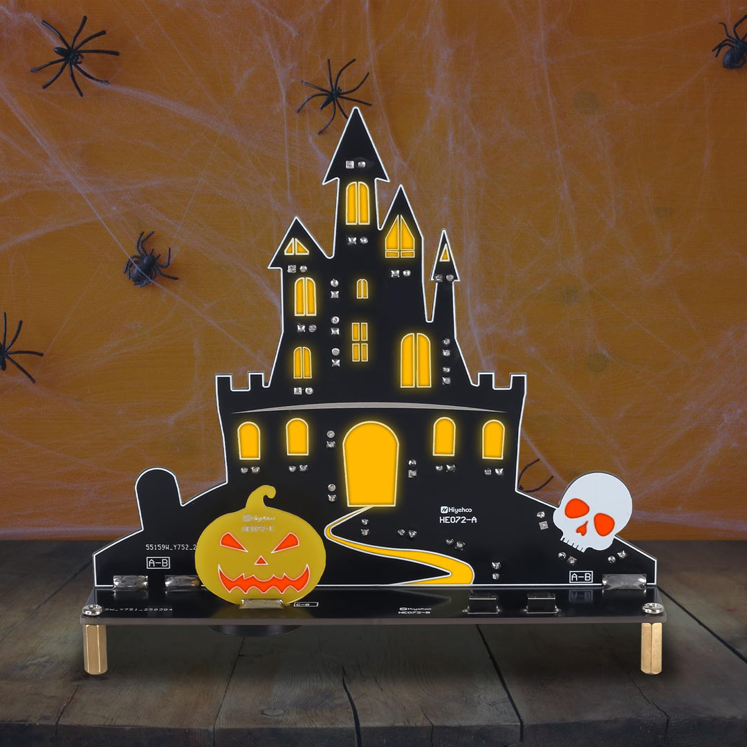 PEMENOL Halloween Burg Löt bausatz Musik Kürbis Skelett Leuchte Elektronik Bausatz mit Atmende LED L