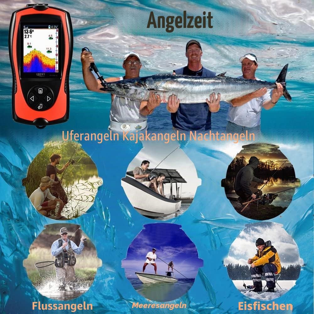 LUCKY Kabelgebundenes Tragbares Sonar Tragbarer Fischfinder zum Angeln Farbmonitor zum Eisfischen Fi
