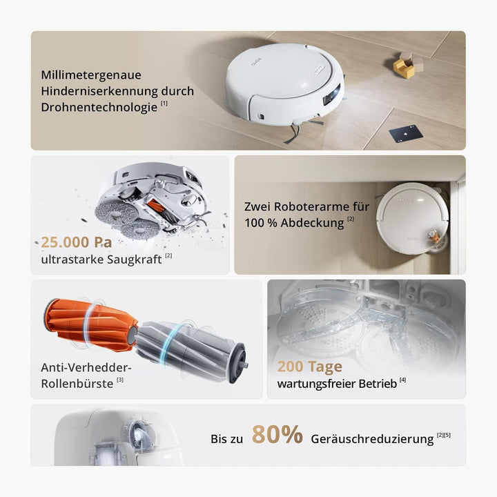 DJI ROMO S Saugroboter mit Wischfunktion, 25.000 Pa Saugkraft, Hinderniserkennung auf Drohnen-Niveau