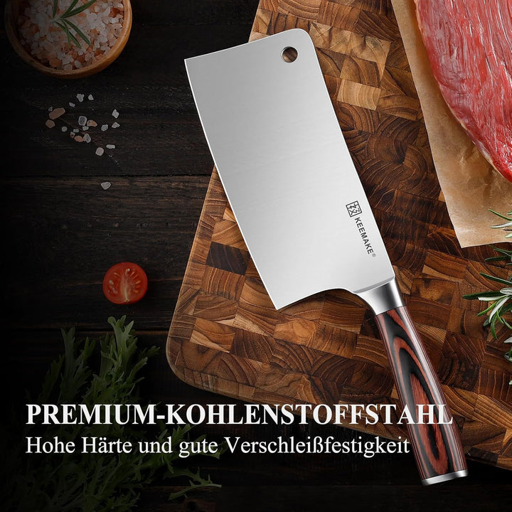 KEEMAKE Hackmesser Küchenmesser Messer - 17 cm Küchenbeil Hackbeil Profi Küchenmesser Messer Kochmes