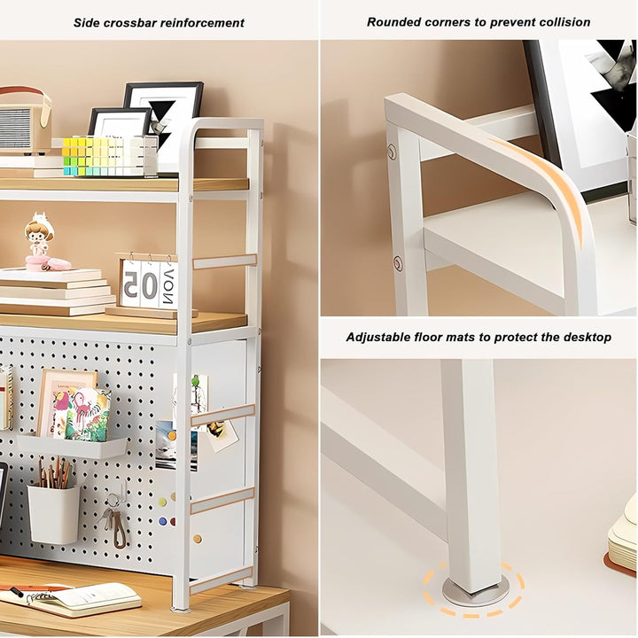 FPIGSHS Desk Countertop shelf, Regierbare Mehrschicht-Speicherungsschale, Schreibtischschränke, mult