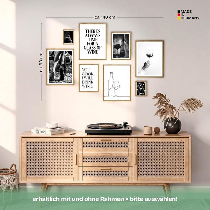 ARTFAVES® Poster Set - WINE TIME | Wanddeko Wohnzimmer & Küche & Esszimmer | 8 moderne Wandbilder |