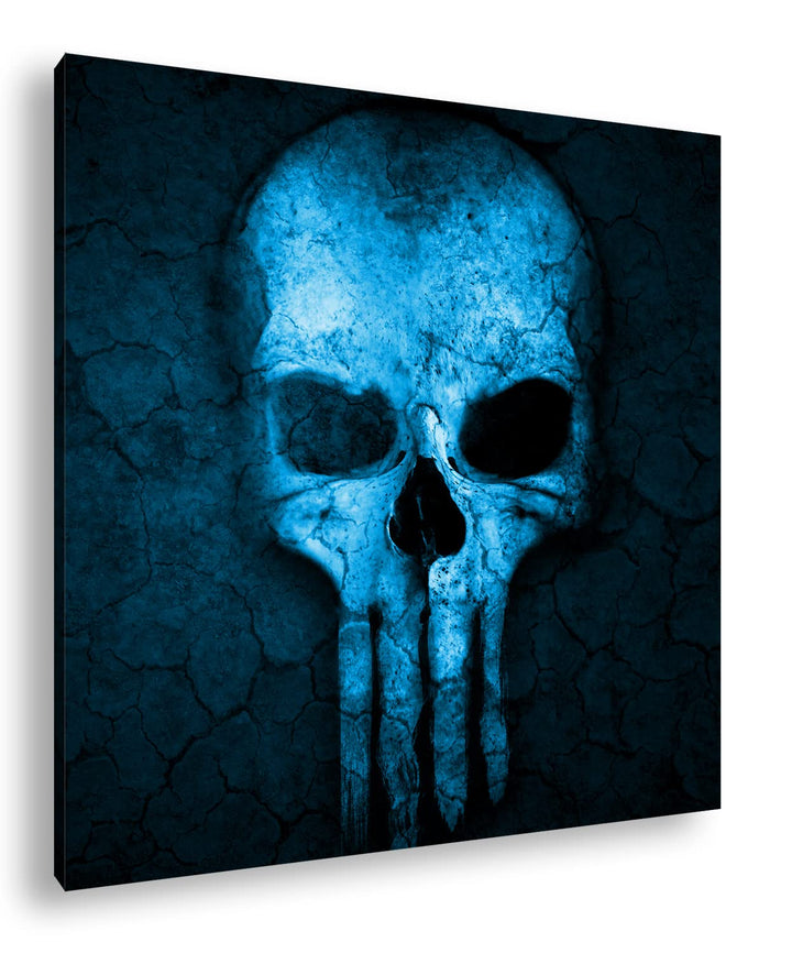 deyoli Toten Schädel Format: 70x70 Effekt: Monocrome Blau als Leinwand, Motiv fertig gerahmt auf Ech