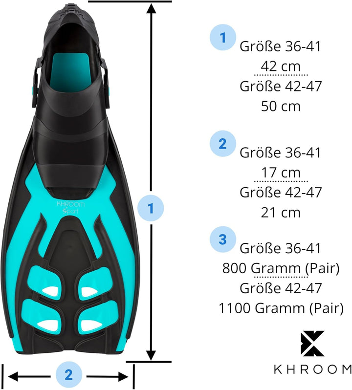Khroom Flossen Erwachsene Gr. 36-47 - Hochwertig, Made in Italy, Schwimmflossen zum Schnorcheln & Ta