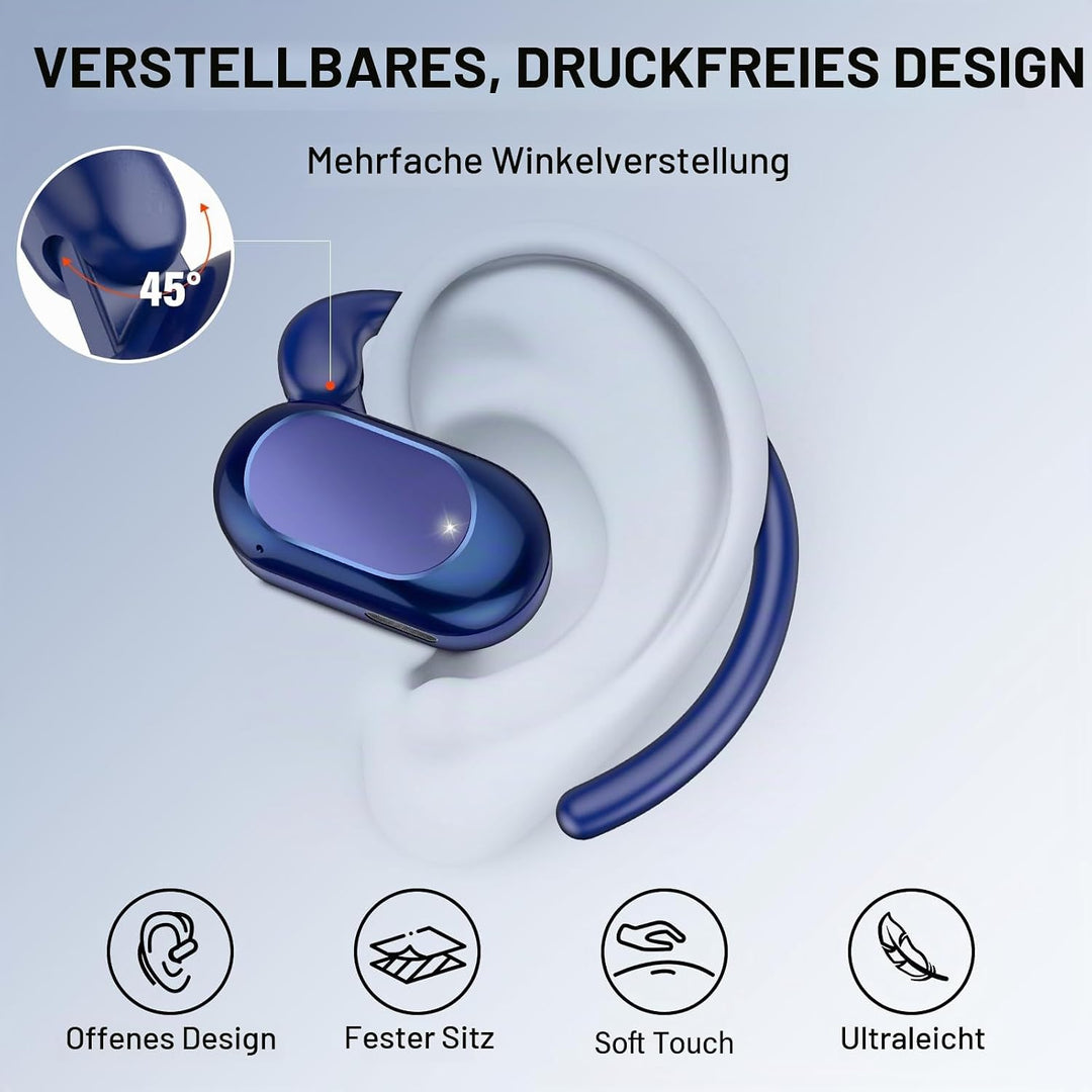 Open Ear Kopfhörer Bluetooth 5.4, 2026 Bluetooth Kopfhörer mit 14,2 mm Treiber, 36Std Ohrhörer Tiefe