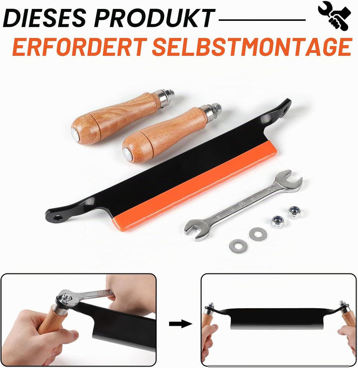 200mm Zugmesser für Holz, Gerade, Reifmesser mit Ergonomischen Holzgriffen und Klingenschutz, Rinden