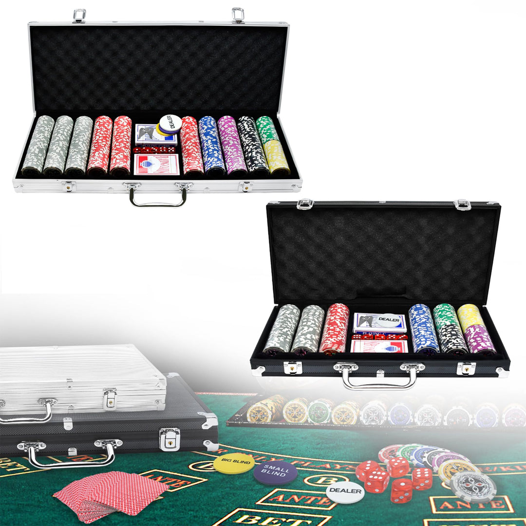 Froadp Pokerset Profi 500 Laser Pokerchips Pokerkoffer Pokerspiel mit Aluminium Gehäuse Poker Komple