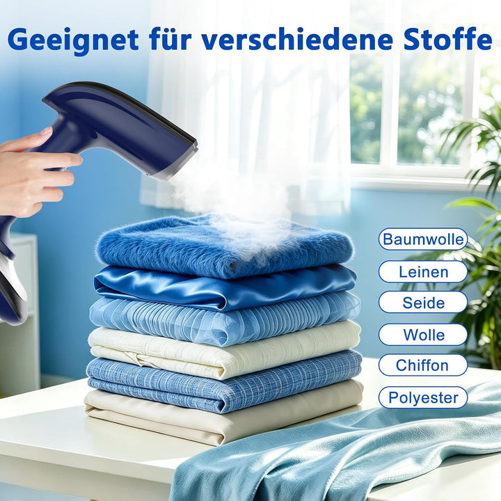 1800W Tragbarer Dampfglätter für Kleidung, 20-Sekunden Aufheizzeit | 2-in-1 Bügeleisen &amp; Faltenentfe