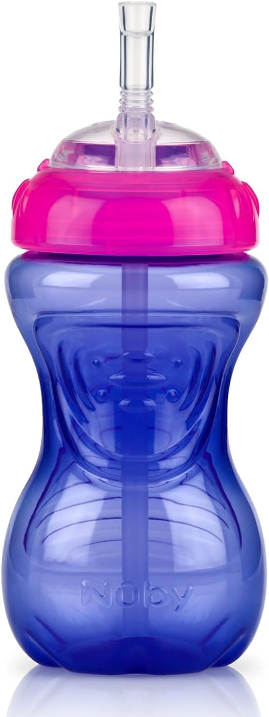 Nuby Trinkbecher für Mädchen, mit flexiblem Strohhalm, 284 ml, 3 Stück, Girls