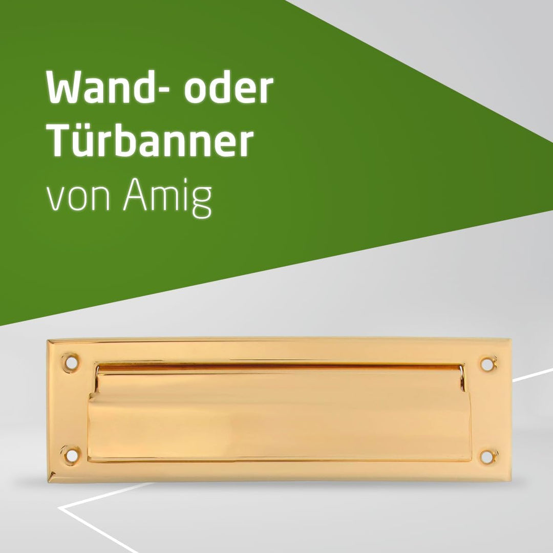 Amig - Briefkastenschlitz Golden Mod. 1 - Klappe für Wände oder Türen - Briefsammler mit Messingdeck