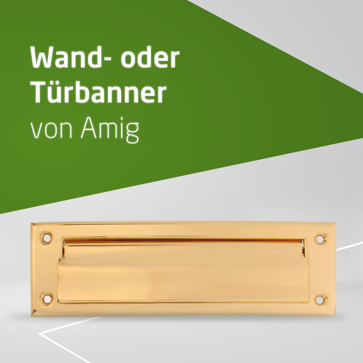 Amig - Briefkastenschlitz Golden Mod. 1 - Klappe für Wände oder Türen - Briefsammler mit Messingdeck