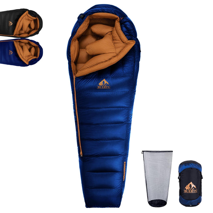 Winter-Daunenschlafsack, für 0 bis -24°C kaltes Wetter. Ultraleichter Mumien-Schlafsack, für Erwachs