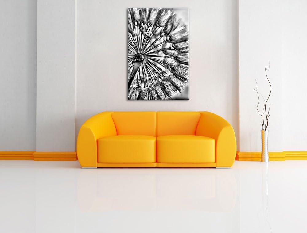 Pixxprint Monocrome, Schöne Pusteblume, Format: 100x70 auf Leinwand, 100x70