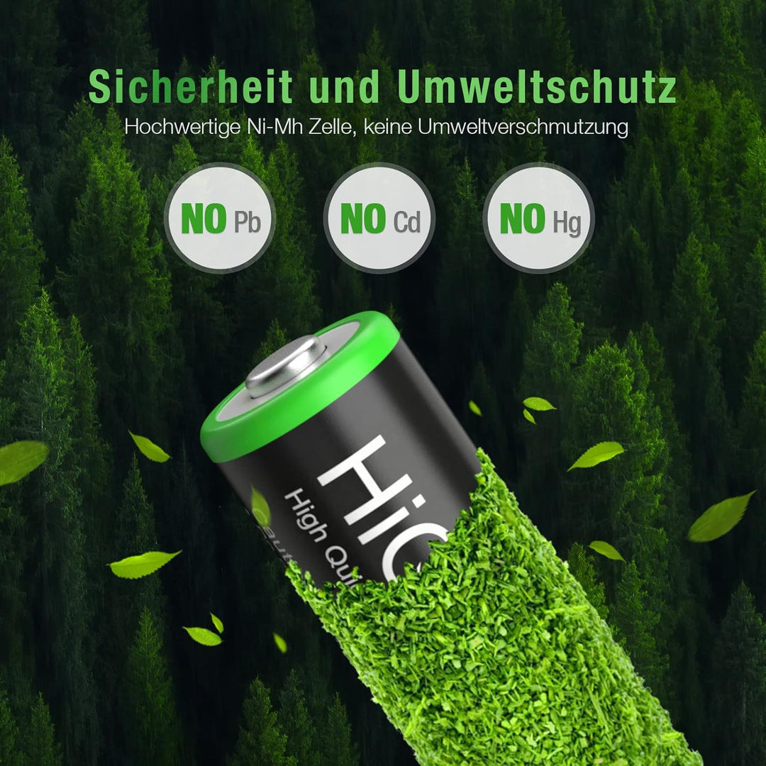 HiQuick AA Akku, NI-MH Mignon AA 2800mAh Akku, wiederaufladbare 1,2V AA batterien, 8 x Mignon AA 8 x