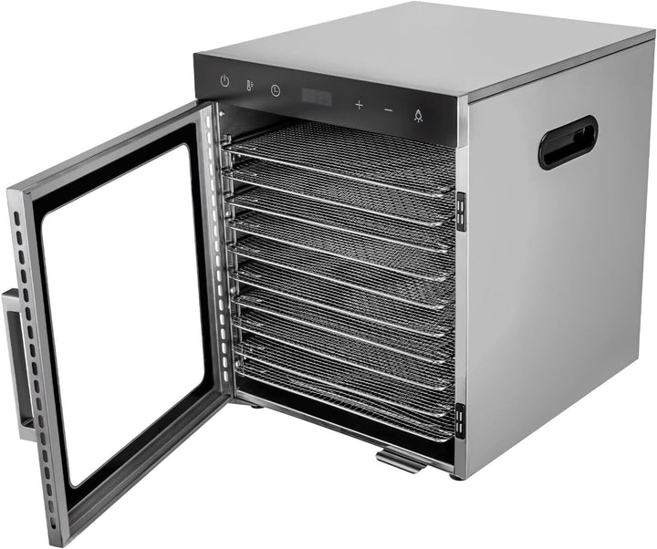 Dörrer Dehydrator 10 Tray Dörautomat Einstellbarer Temperatur 30-90℃ und 24 Stunden Timer Obsttrockn