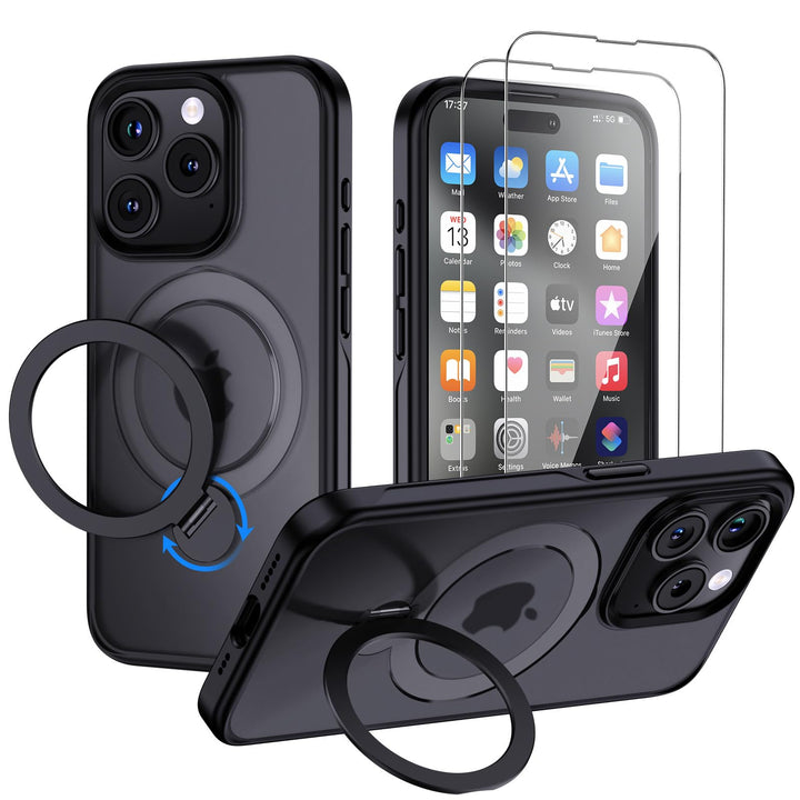 XINKAE Hülle iPhone 15 Pro Handyhülle mit Magsafe Dreh Ständer Halter Schutzhülle iPhone 15 Pro mit