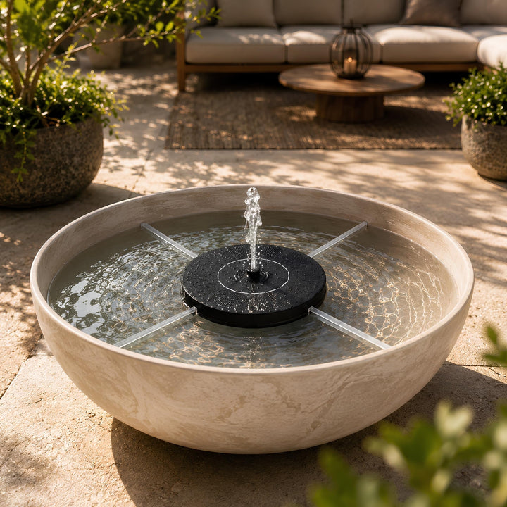 Solarbrunnen Wasser-Fontäne für draussen - 16 cm Schwimmende Solar Wasserpumpe mit 5 wechselbaren Au