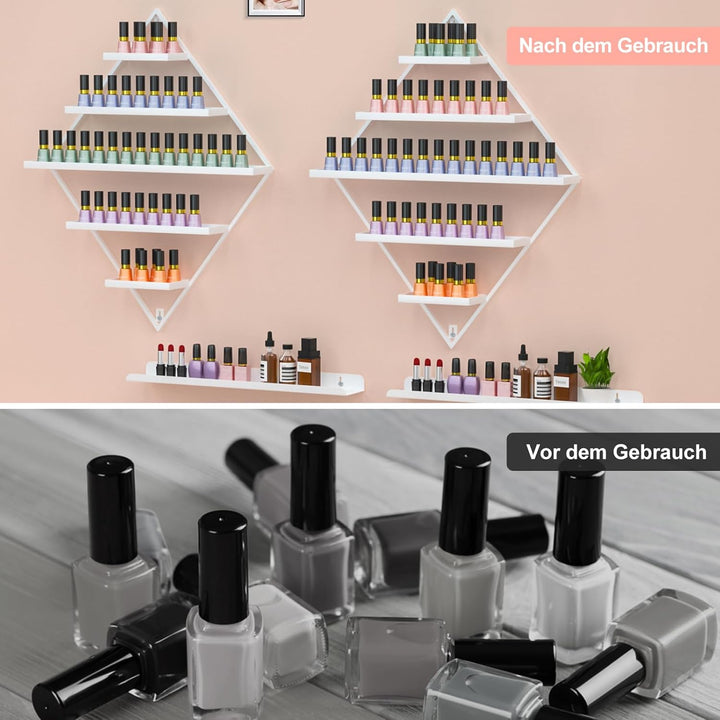 2 Sets Nagellack Regal, Diamantförmiger Metall Organizer, Nagellack Aufbewahrung mit 5 Ebenen, Wandm