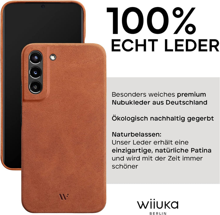 WIIUKA Hülle für Samsung Galaxy S23 Plus, Leder aus Deutschland, Lederhülle extra Dünn, Premium Hand