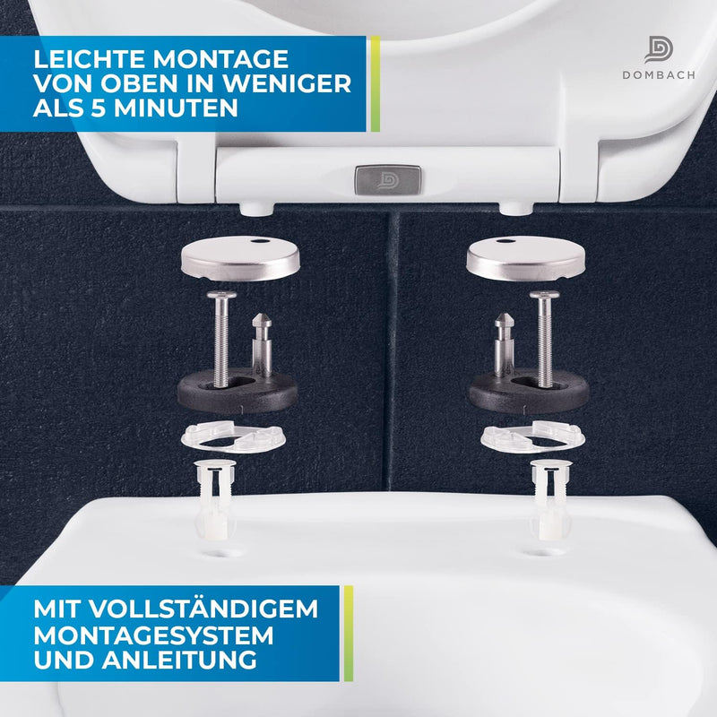 Dombach® Premium Toilettendeckel mit Absenkautomatik Abnehmbar (Weiss) WC Sitz mit Absenkautomatik,