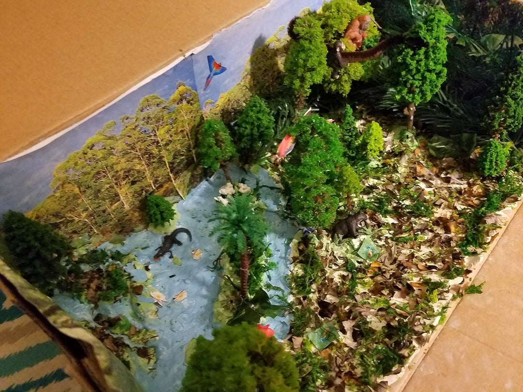 OrgMemory 48 Gemischte Modellbau Bäume, h0 Bäume mit Tierfiguren, Kunstbäume Modellbau für Projekte,