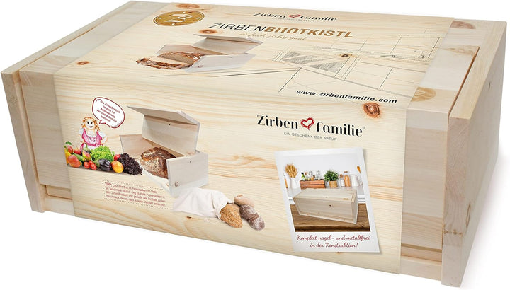 Zirben Familie - bekannt aus dem Fachhandel & der Hotellerie • Zirben-Brotkasten • Hygienische Aufbe