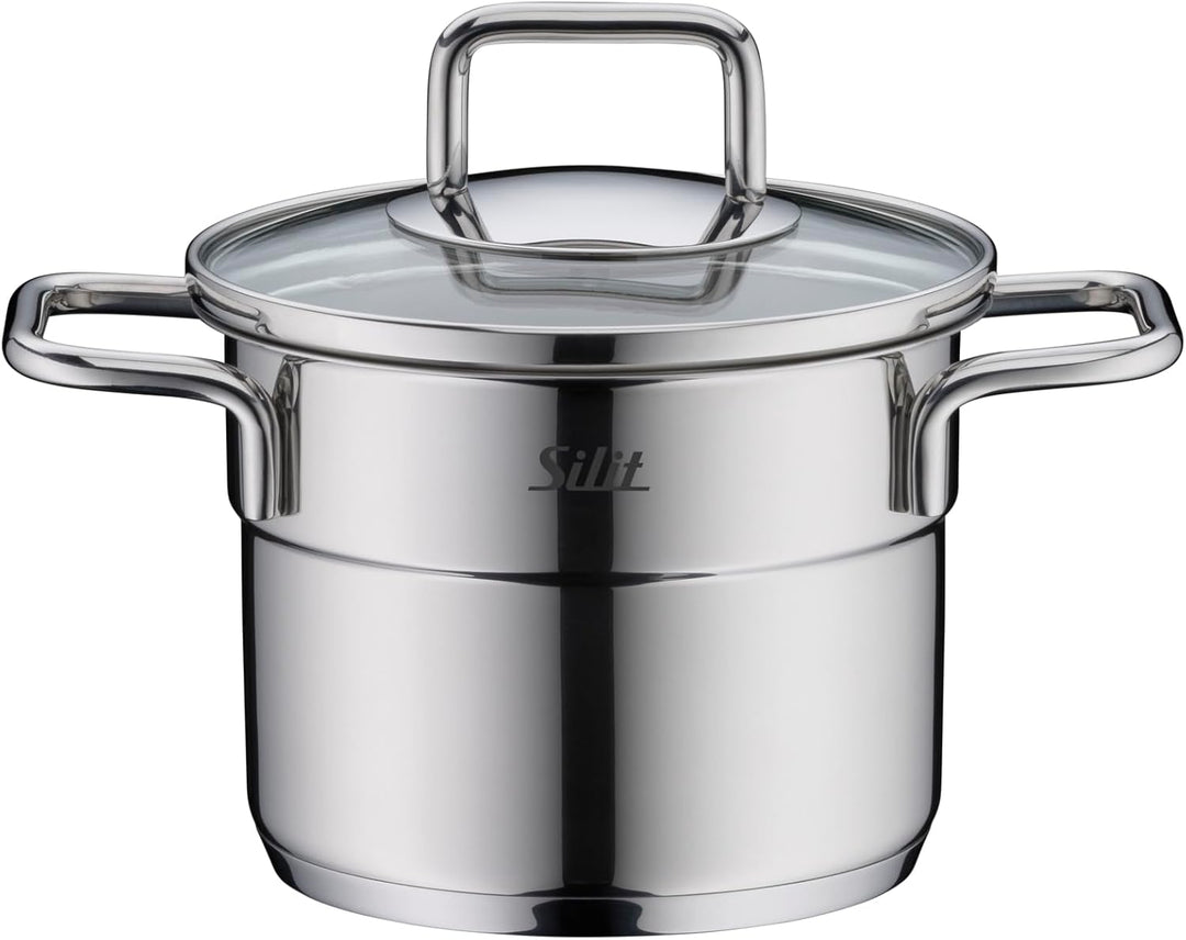 Silit Extra Cook Mini-Fleischtopf 12 cm mit Glasdeckel, Innenskalierung, breiter Schüttrand, qualita