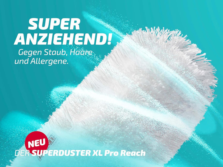 Leifheit SUPERDUSTER XL Pro Reach Set, Staubwedel lang ausziehbar durch 43 cm Langen Stiel, waschbar