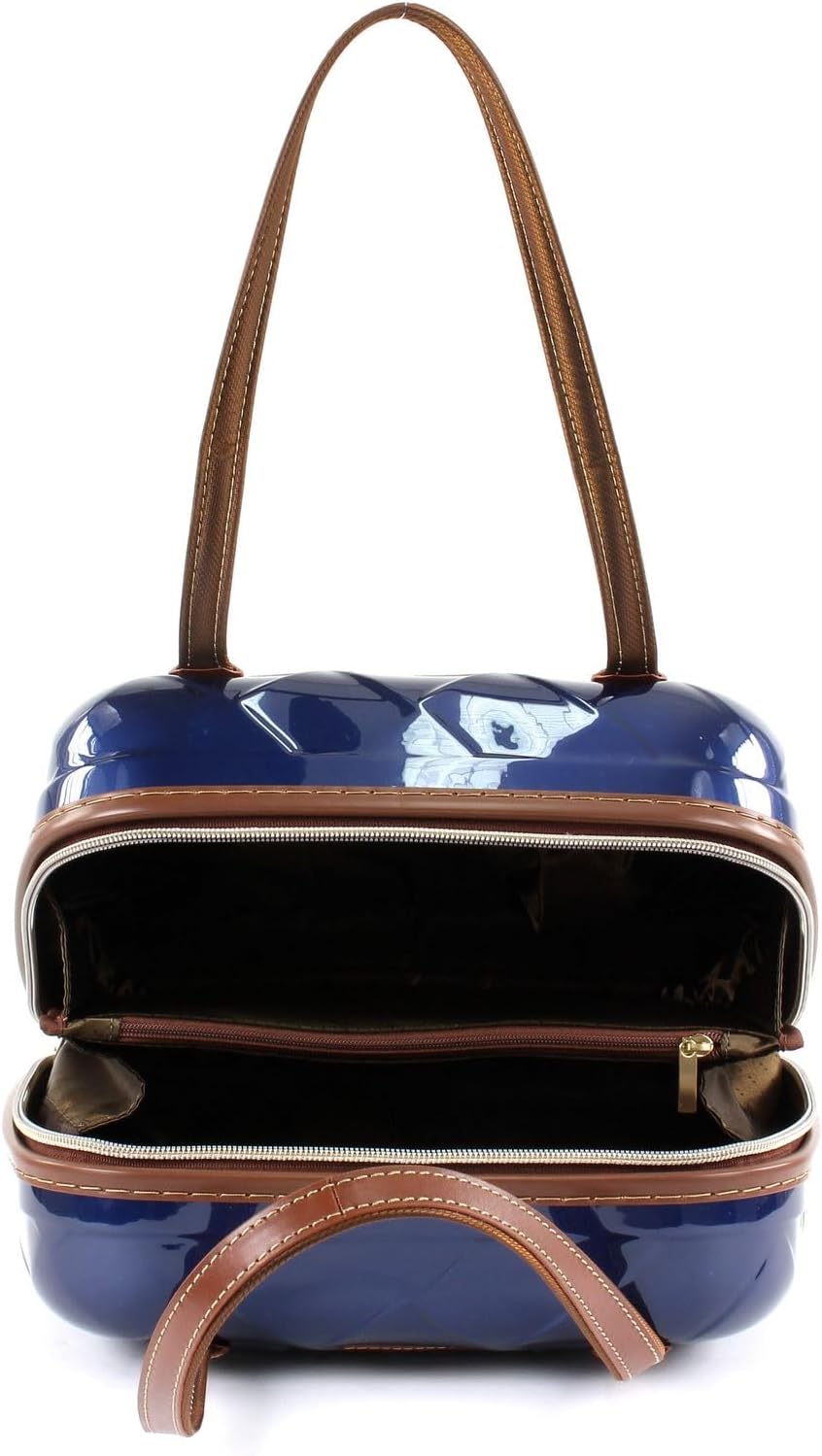 STRATIC Leather & More Hartschalen-Kosmetikkoffer Beautycase Handgepäck, Echtleder-Adressanhänger, T
