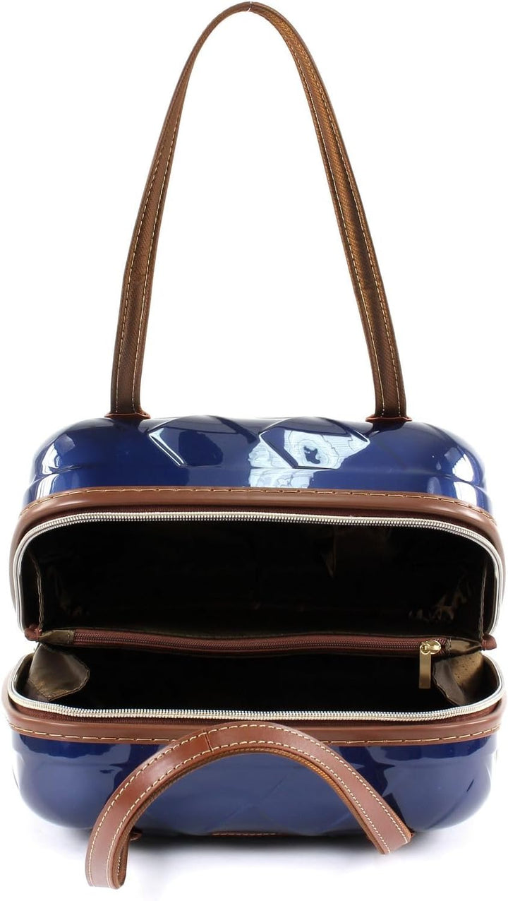 STRATIC Leather & More Hartschalen-Kosmetikkoffer Beautycase Handgepäck, Echtleder-Adressanhänger, T