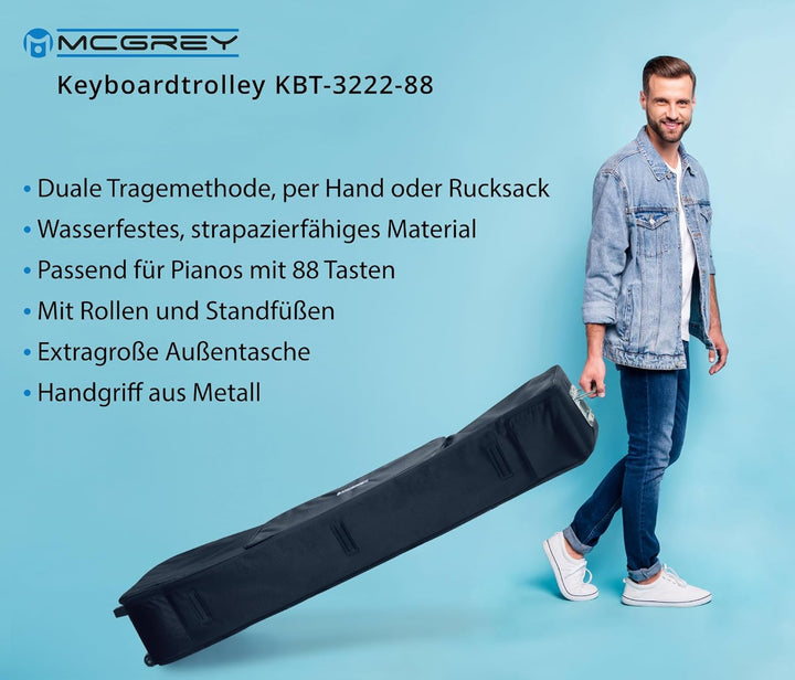 McGrey KBT-3222-88 Keyboardtrolley - Trolley-Gigbag für Keyboard & Piano mit 88 Tasten - Leicht, kom