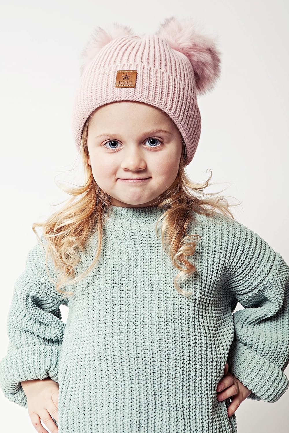 ELIMELI Eltern-Kind Mütze Mädchen Warme Wintermütze für Mutter und Tochter Mütze Damen Winter mit Zw