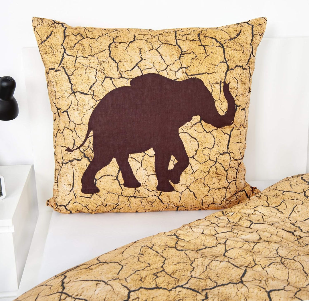 Klaus Herding GmbH Bettwäsche Elefant mit Baby 135x200 cm (80x80 cm)