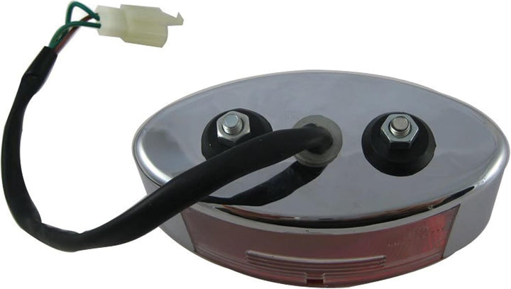 Alchemy Parts Motorrad Brems Rücklicht Chrom Oval - Rot Linse - Homologated