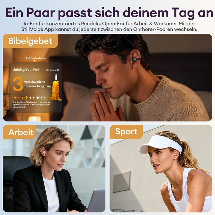 PAXA 2-in-1 Open-Ear Clip-On Bluetooth Kopfhörer mit StillVoice App, Kabellose Ohrhörer Bluetooth 6.