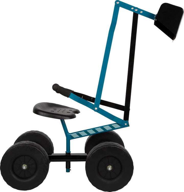small Foot Bagger mit Rädern blau, Kinder-Sandbagger zum Draufsitzen, mit 360° Drehung, Metallgestel
