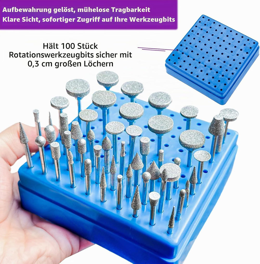 52 Stück Diamant Fräser Set mit Sortierbox, Kompatibel mit Dremel Schleifaufsätze Rotary Tool Zubehö