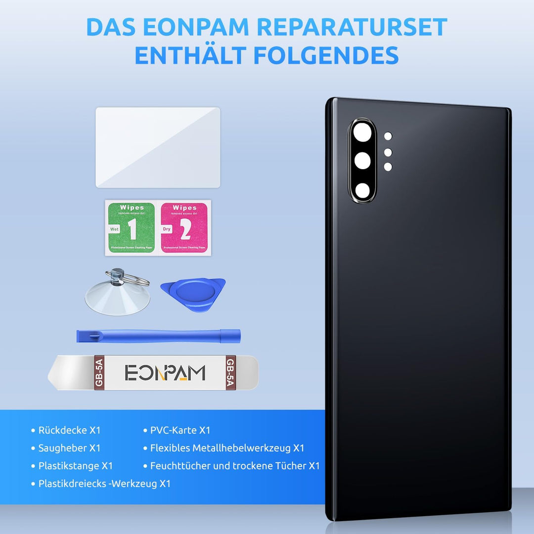 Eonpam Akkudeckel für Samsung Galaxy Note 10+ Plus N975 Rückseite Glas Original Backcover Back Glas