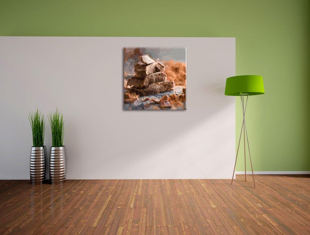 Pixxprint Dunkle Schokoladenraspeln als Leinwandbild/Grösse: 70x70 cm/Wandbild/Kunstdruck/fertig bes